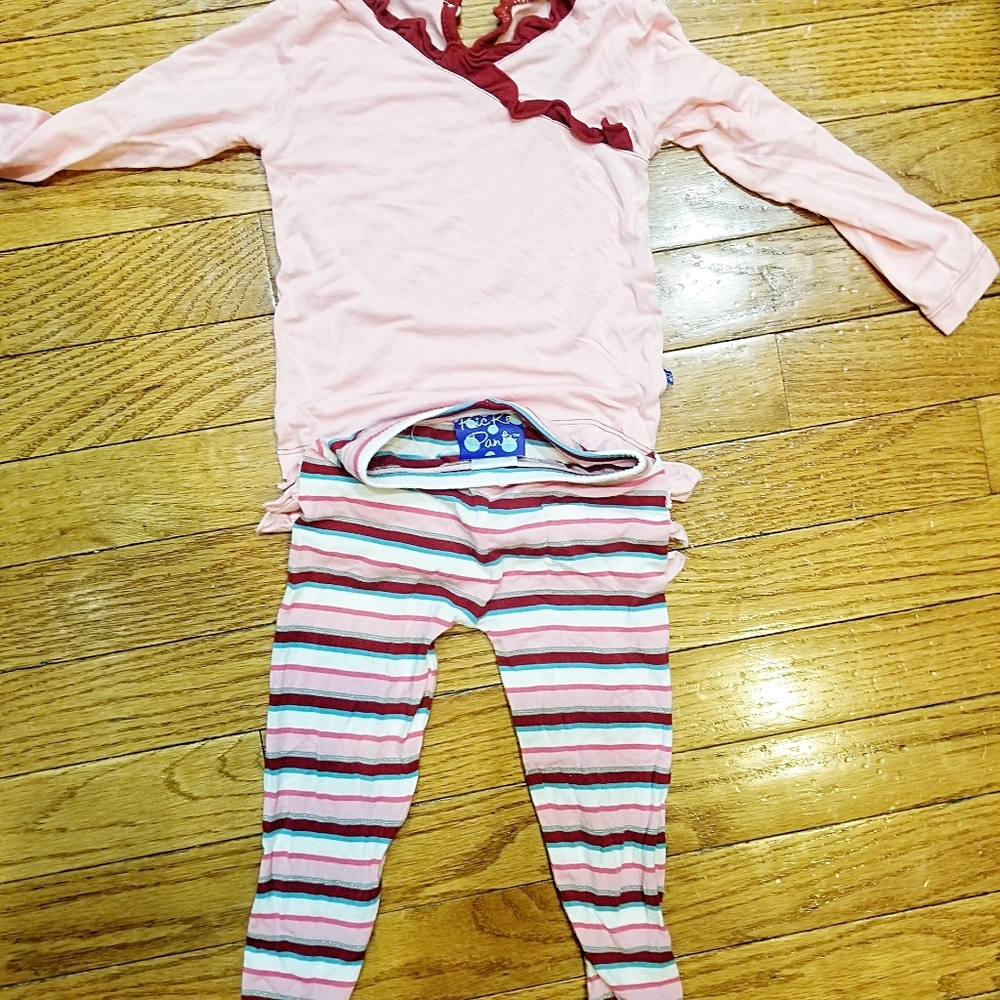 Girls Kickee Pants Lounge Wear- Pink/Ruffles